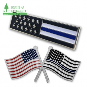PinMart Thin Blue Line American Flag Cross Police Officer Enamel Lapel Pin
