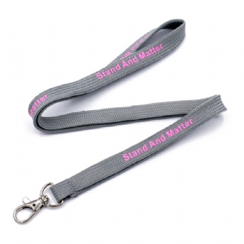 Source Black embossed supeme nylon neck lanyard with silver keyring on  m.